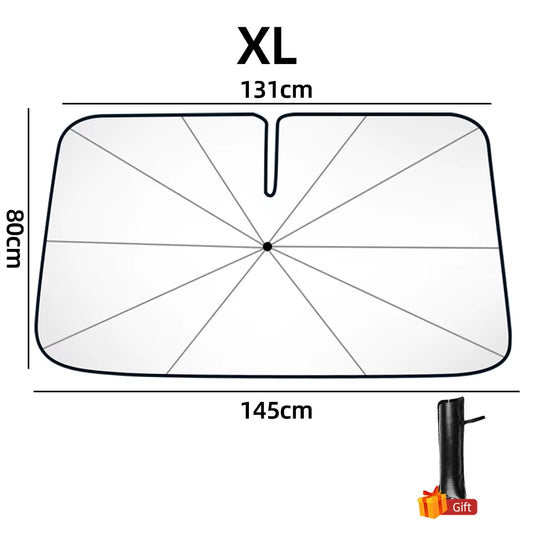 SunShield 360 – Rotatable Umbrella-Style Car Windshield Sunshade with UV & Heat Protection